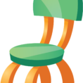 Colorful green and orange kids' chair with a cushioned seat, curved backrest and sturdy wooden-style legs – children's furniture at Quickshop Uganda.